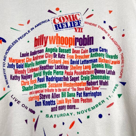 Vintage 1995 Comic Relief  HBO Special White Sweatshirt XL - Picture 5 of 8